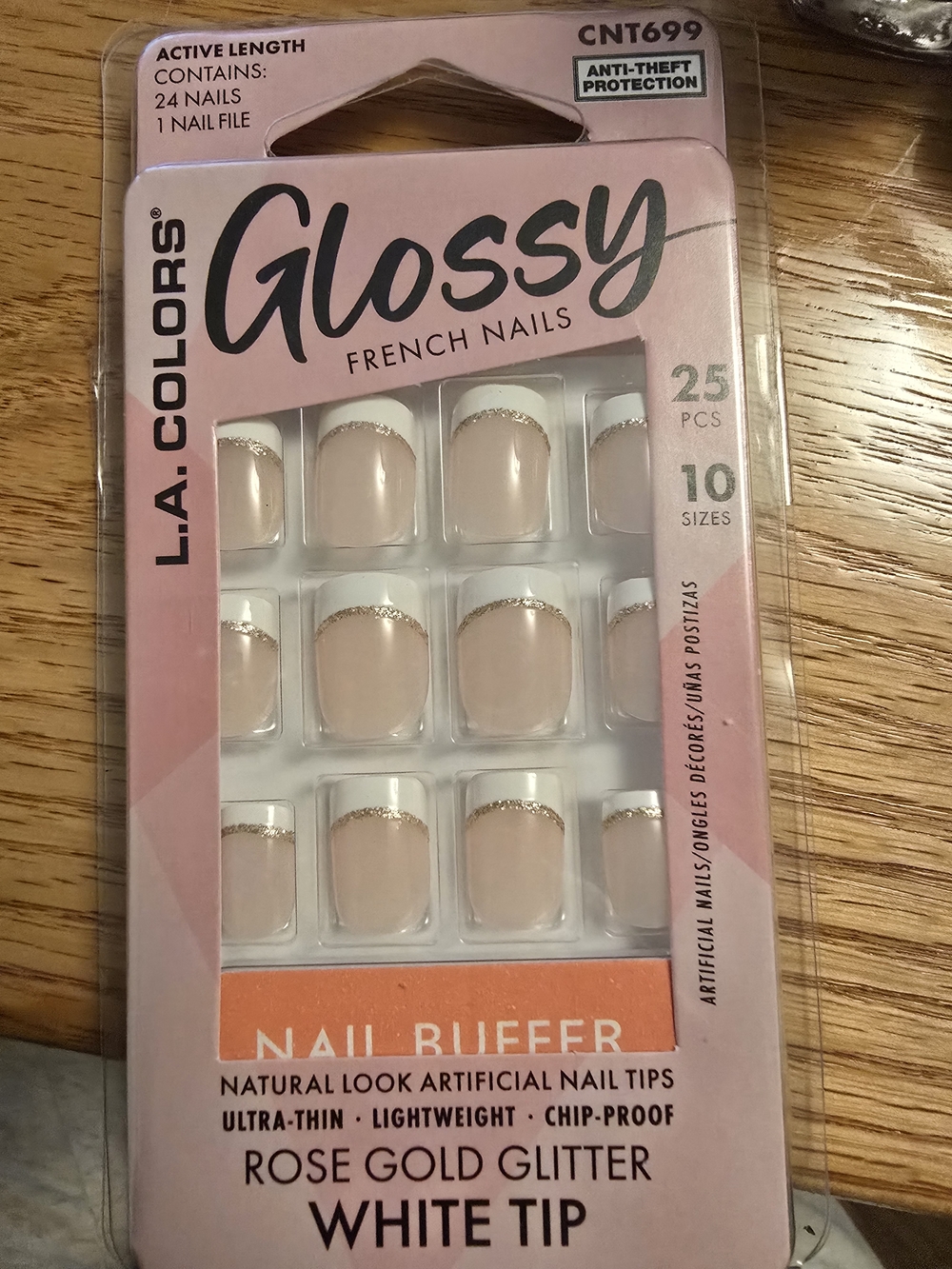 L.A. COLORS Glossy French Nails - Rose Gold Glitter White Tip